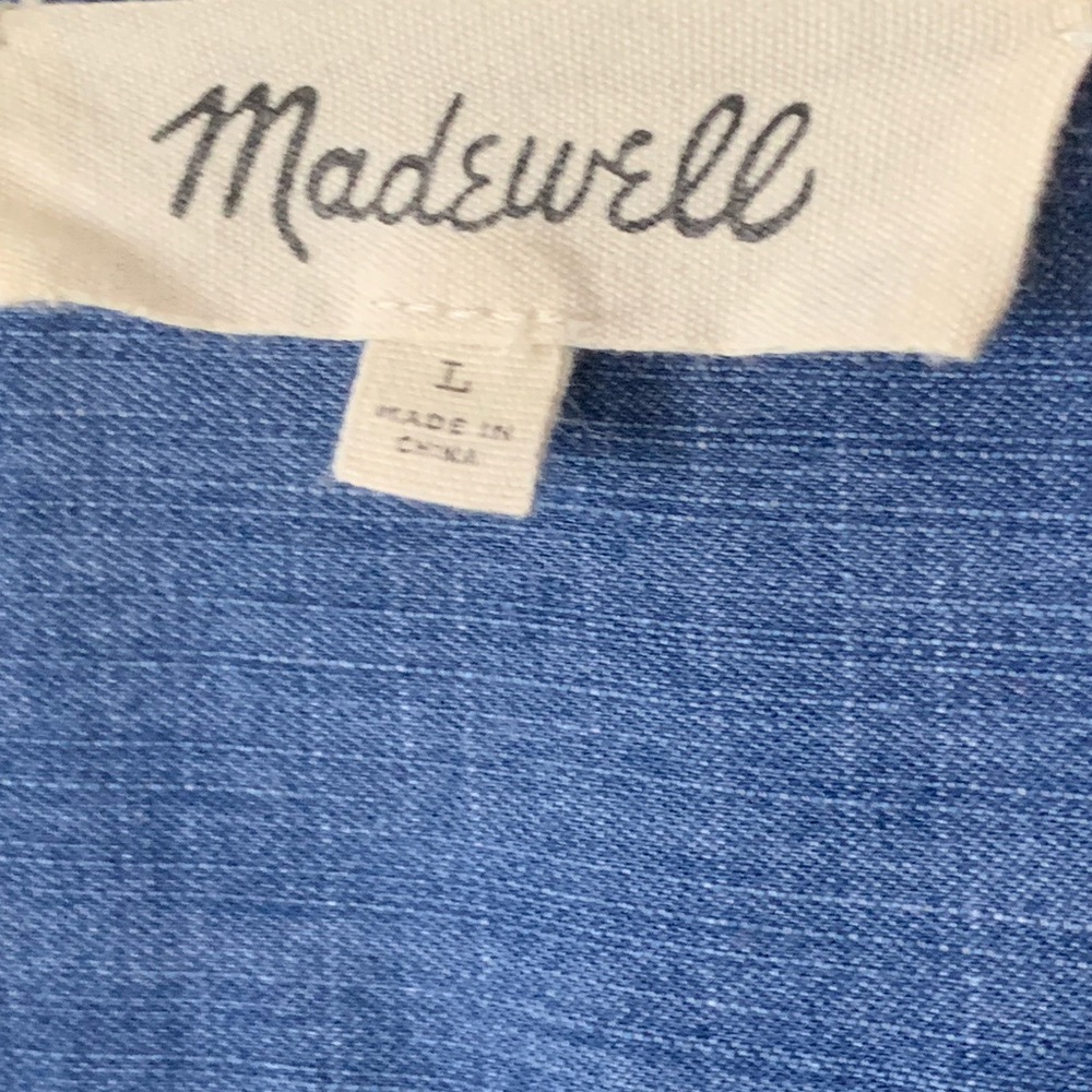 Madewell Denim Wrap Top in Blue Chambray Sz L - Picture 7 of 10